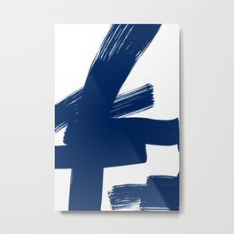Navy Blue Modern Abstarct Painting Metal Print | Wallart, Navyblue, Minimal, Blue, Lines, Brush, Modernist, Stroke, Modern, Ink 