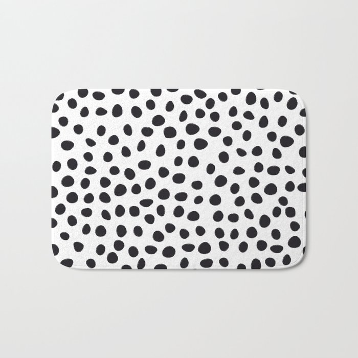 Hand Drawn Polka Dots Spots Black White Bath Mat Hand Drawn Polka Dots Spots Black White Bath Mat