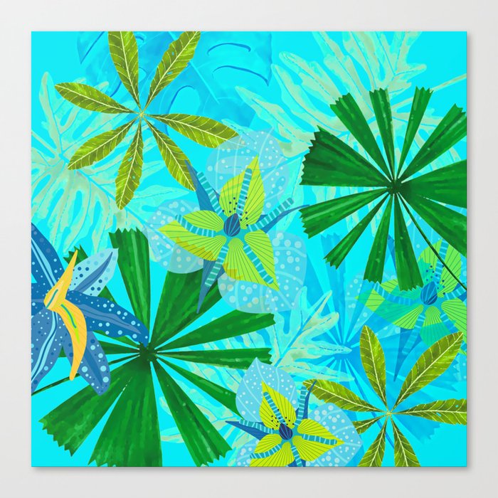 My blue abstract Aloha Tropical Jungle Garden Canvas Print
