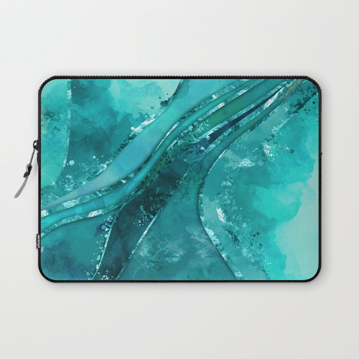 Turquoise palette Flowing Abstract Laptop Sleeve