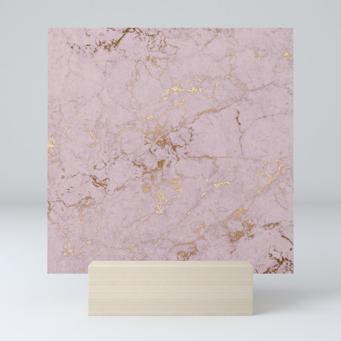 Chic mauve pink gold elegant stylish marble Mini Art Print