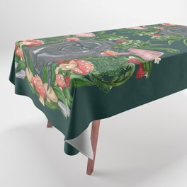 Summer Beetle with Strawberries and Mushrooms - Emerald Version Tablecloth
