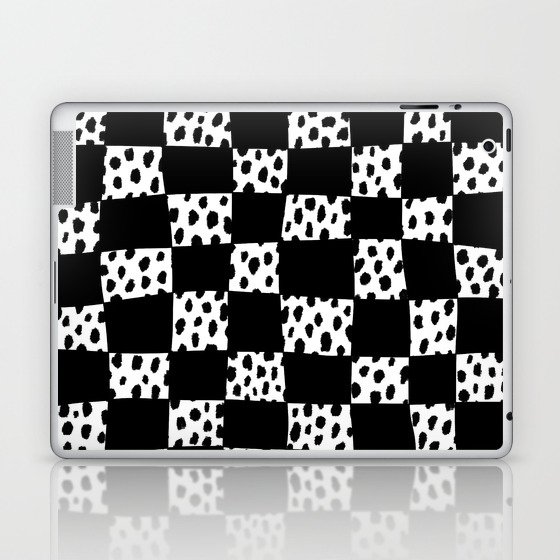 Checkered Dalmatian Polka Dot Pattern (black/white) Laptop & iPad Skin
