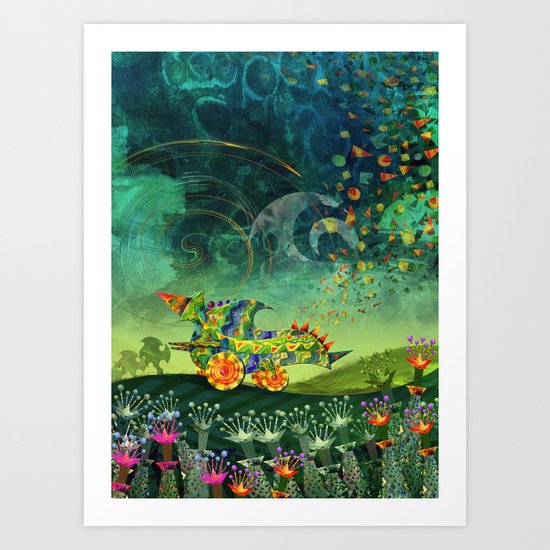 The green car. Art Print