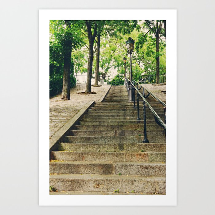 Montmartre Steps to Sacre Coeur Art Print - Paris Travel Photography Art Print