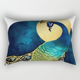 Golden Peacock Rectangular Pillow