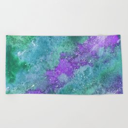 Galaxy - Purple & Green Beach Towel