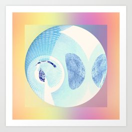 Clear Skies Planet (colored margin) Art Print