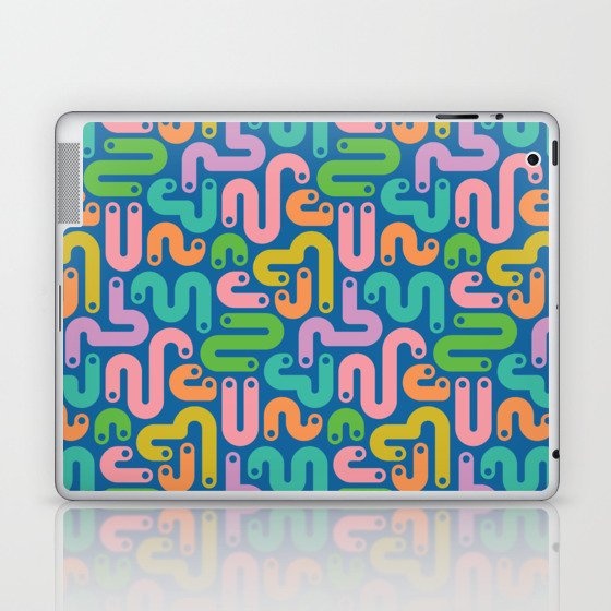 JELLY BEANS POSTMODERN 1980S ABSTRACT GEOMETRIC in BRIGHT SUMMER COLORS ON ROYAL BLUE Laptop & iPad Skin