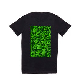 Green Color Alphabet Design T Shirt
