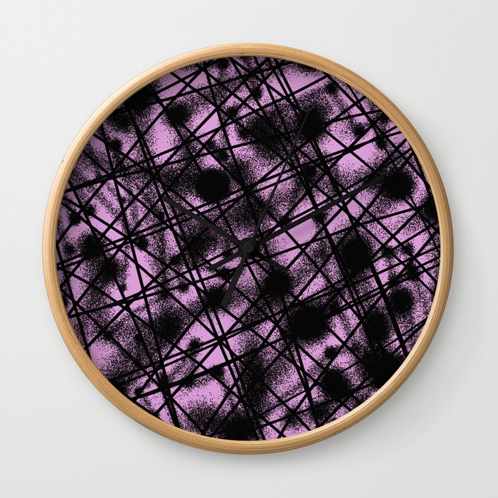 Web Of Lies - Black and pink conceptual, abstract, minimalistic artwork Wall Clock