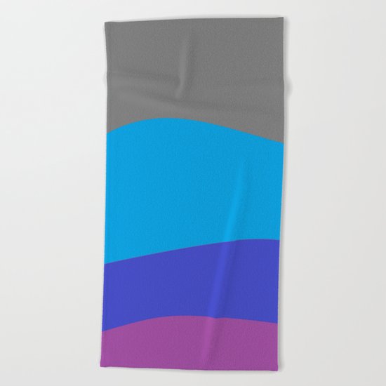 Gray Blue Purple Waves Beach Towel