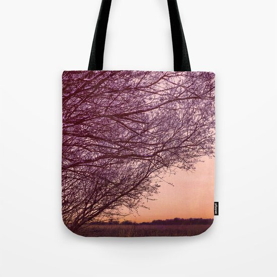 Purple Tree, Coral Orange Sky Tote Bag