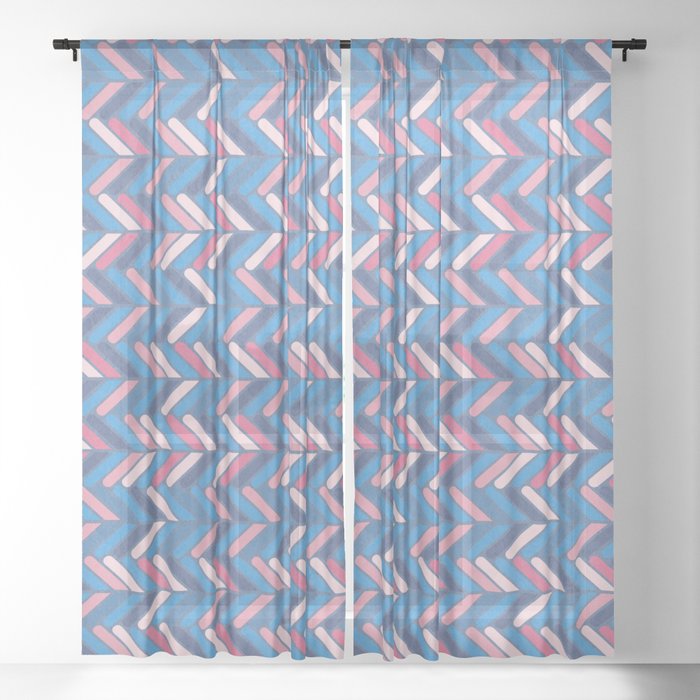 The Pointed Denim - Abstract pattern Sheer Curtain