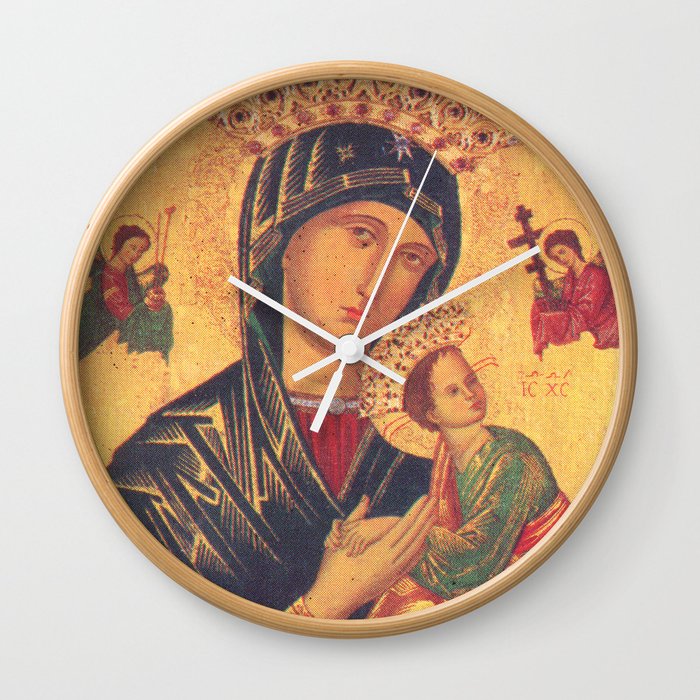 Mother of Perpetual Help by Yuriy Hrechyn Prayer Card Wall Clock