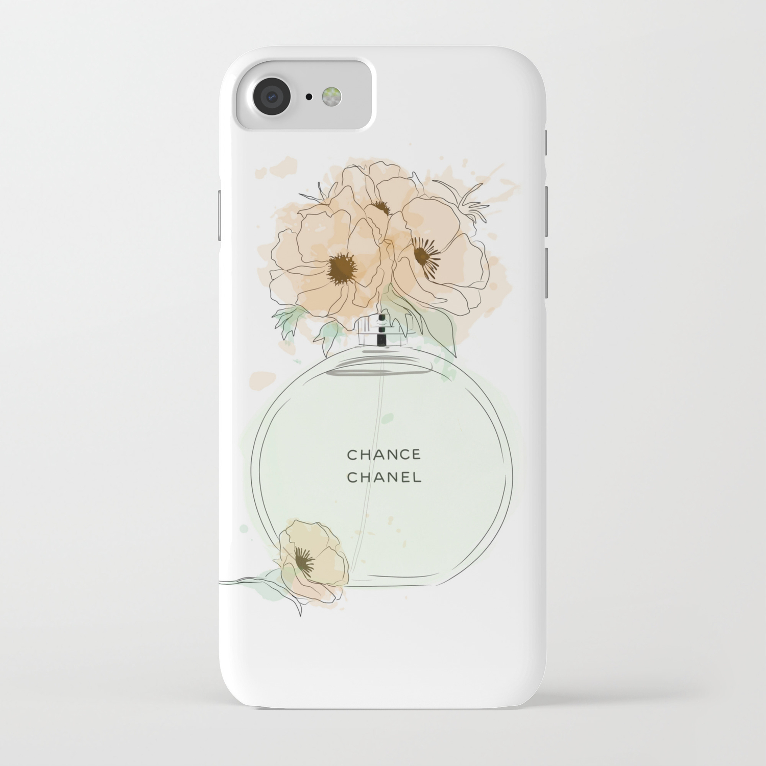 Round Green Perfume With Flowers Iphone Case By Prettythingsss Society6
