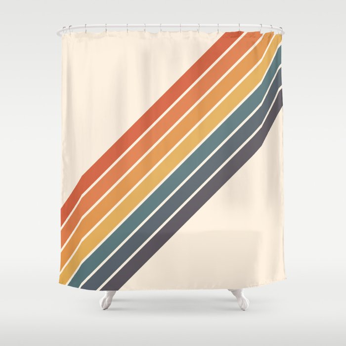 Arida -  70s Summer Style Retro Stripes Shower Curtain