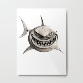 Angry Shark Ocean  Metal Print | Summerhot, Funnyshark, Hottrend, Trending, Familyshark, Sharkhottrend, Summerbeach, Sharkdecor, Graphicdesign, Babyshark 