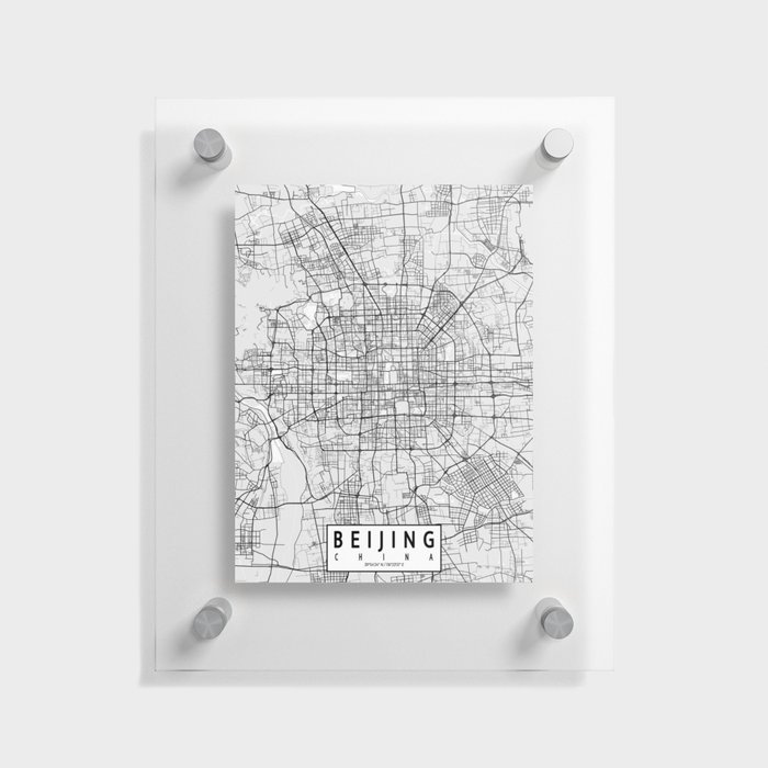 Beijing City Map of China  - Light Floating Acrylic Print