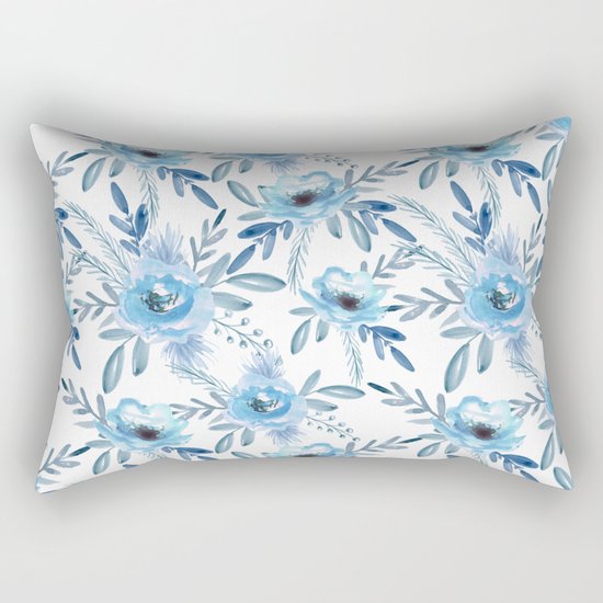 Blue roses. Watercolor Rectangular Pillow