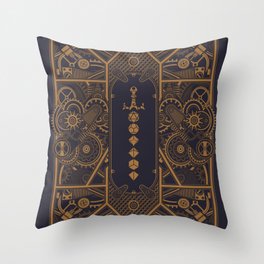 Steampunk Polyhedral Dice Sword Tabletop RPG Gaming Throw Pillow