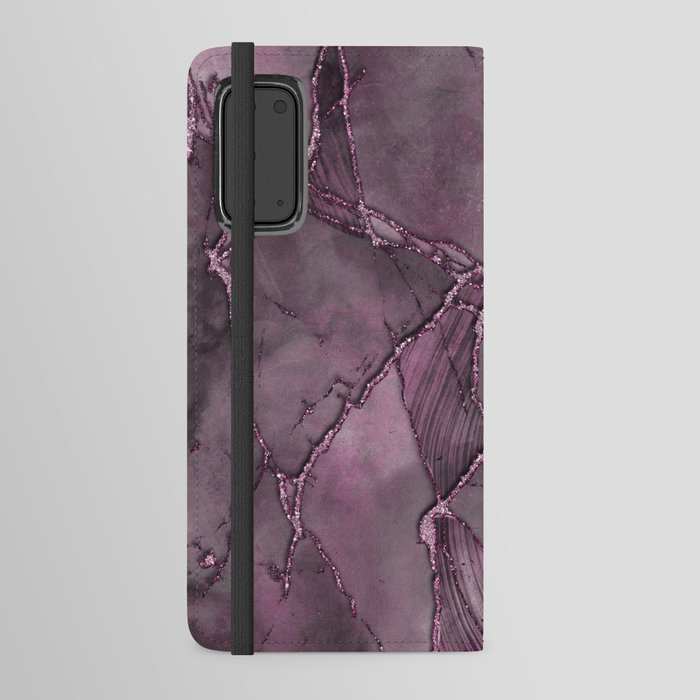 Smoke Pink Purple Marble Gemstone Luxury Android Wallet Case