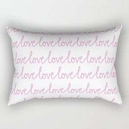 Pink Valentines Day Love Word Pattern Handwritten Script Rectangular Pillow