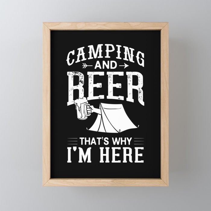 Camping Beer Drinking Beginner Camper Framed Mini Art Print