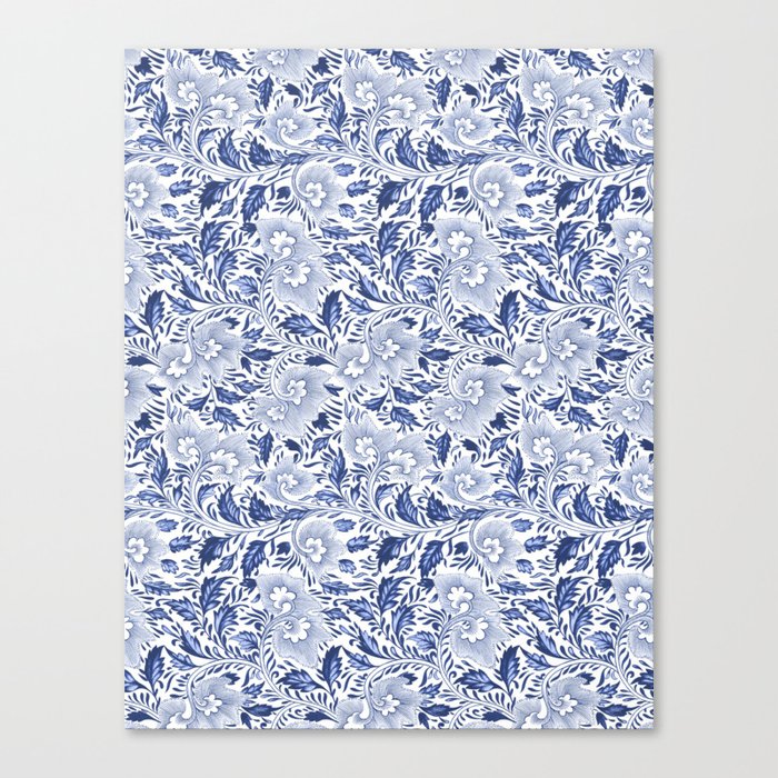 Blue Ancient Chinoiserie Floral Pattern 2 Canvas Print