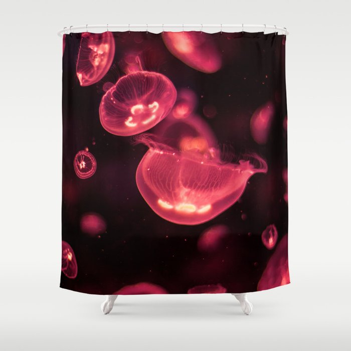 Red Moon Jellies Shower Curtain