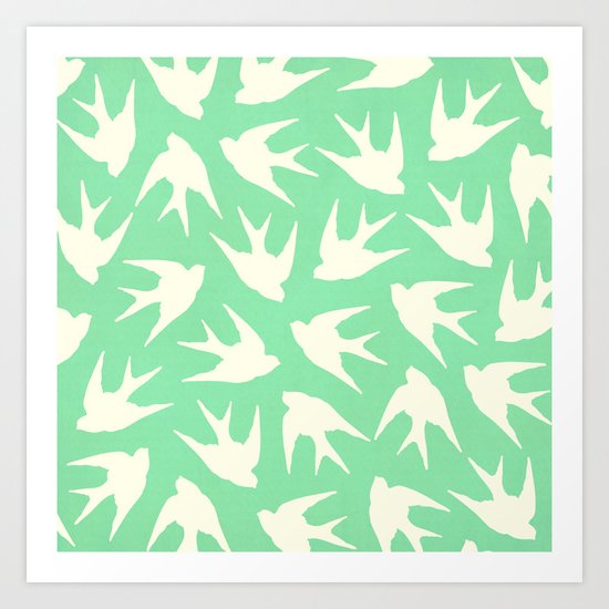 Birds (Pistachio) Art Print