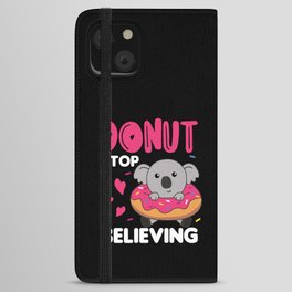 Cute Koala Funny Animals In Donut Pink iPhone Wallet Case