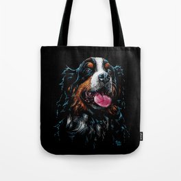 Bernese Mountain Dog - Dramatic and Colourful Pastel Art on Black Paper - Your New Best Friend Tote Bag