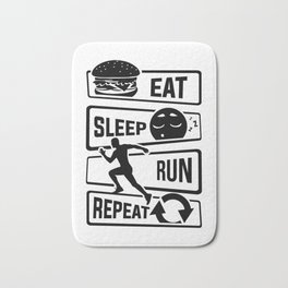 Eat Sleep Run Repeat - Running Runner Fitness Bath Mat | Triathlon, Triathlete, Running, Jogging, Marathon, Stadium, Sport, Escape, Runningshoes, Endurance 