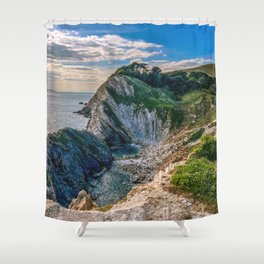 Jurassic pit (Stair Hole, Lulworth Cove) Shower Curtain