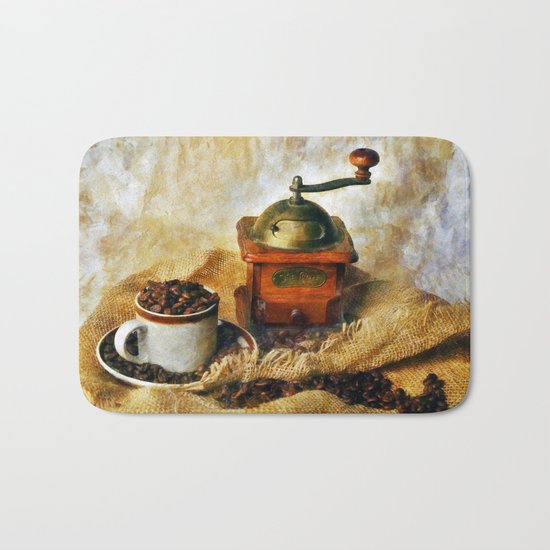 Coffee Grinder and Coffee Cup Bath Mat