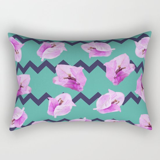 Floral Chevron Pattern Rectangular Pillow