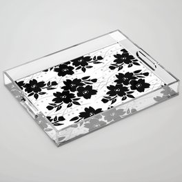 Monotone black and white Japanese Sakura Branch pattern Acrylic Tray