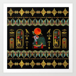 Egyptian Horus Ornament in colored glass and gold Art Print