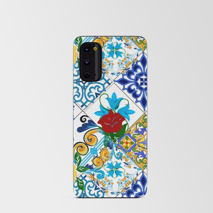 Tiles,mosaic,azulejo,quilt,Portuguese,majolica,lemons,citrus. Android Card Case