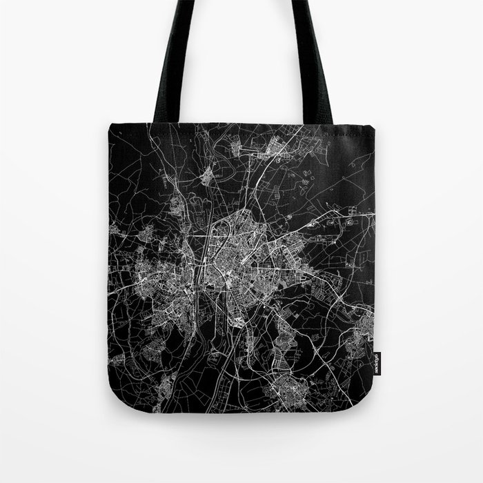 Seville Black Map Tote Bag