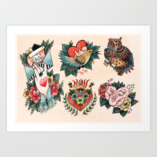 Tattoos of Love Art Print