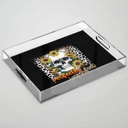 Perfectly imperfect skull with sunflower Acrylic Tray