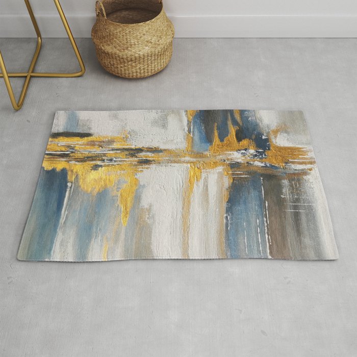 waterfall and gold lights  Rug