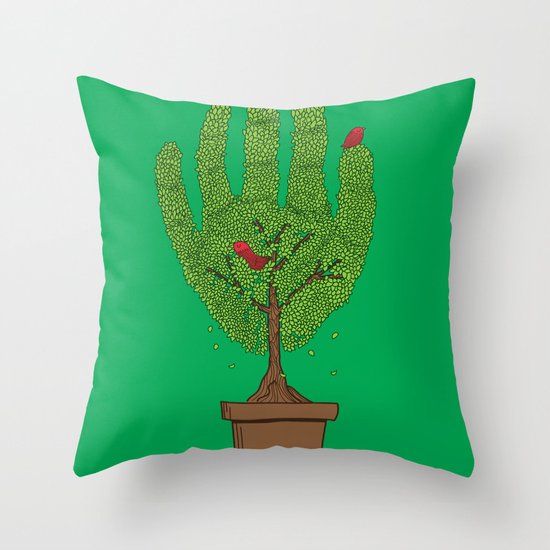 A bird in hand Throw Pillow