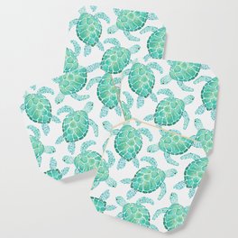 Sea Turtle Pattern - Blue Coaster