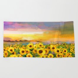 Sunflower art Beach Towel