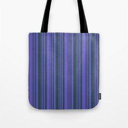 [ Thumbnail: Slate Blue and Dark Slate Gray Colored Lines/Stripes Pattern Tote Bag ]