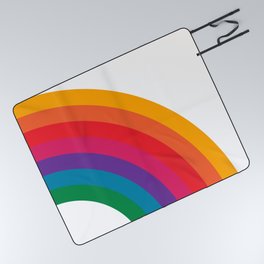Retro Bright Rainbow - Right Side Picnic Blanket