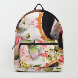 Paint Horse portrait  & Lush Botanical pattern  Backpack